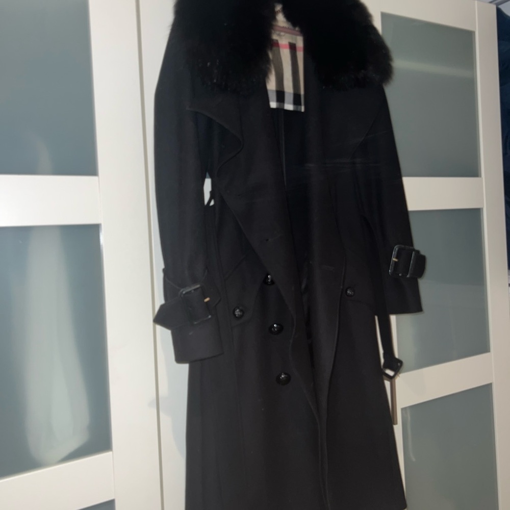 Burberry Wool Trench with removable Fox Fur Trim